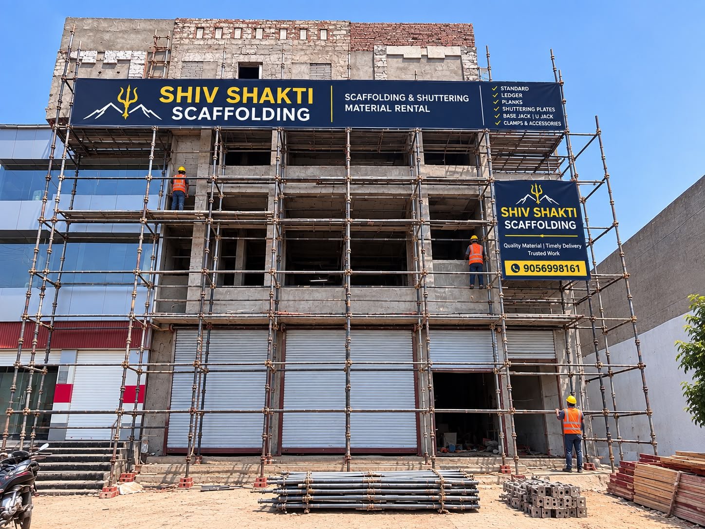 Scaffolding installed around a building