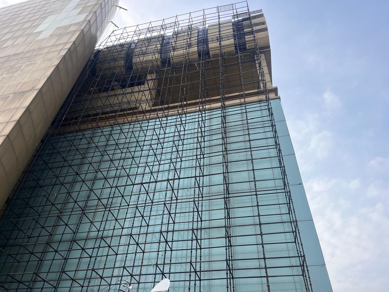 Scaffolding installed around a building