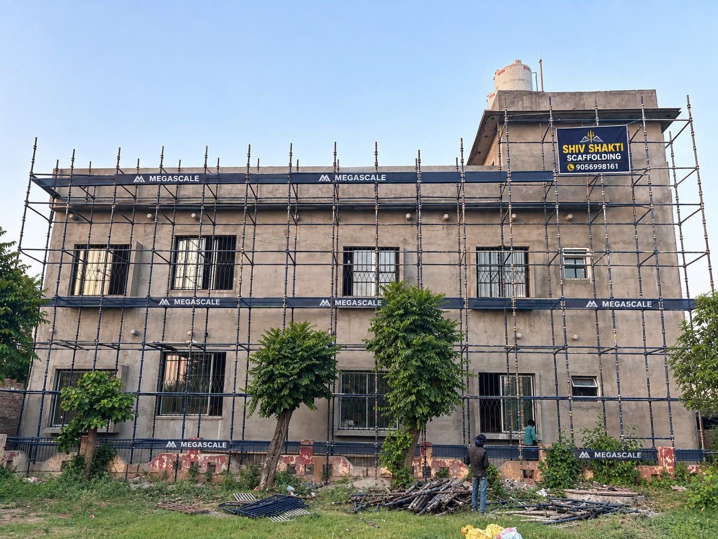 Scaffolding installed around a building