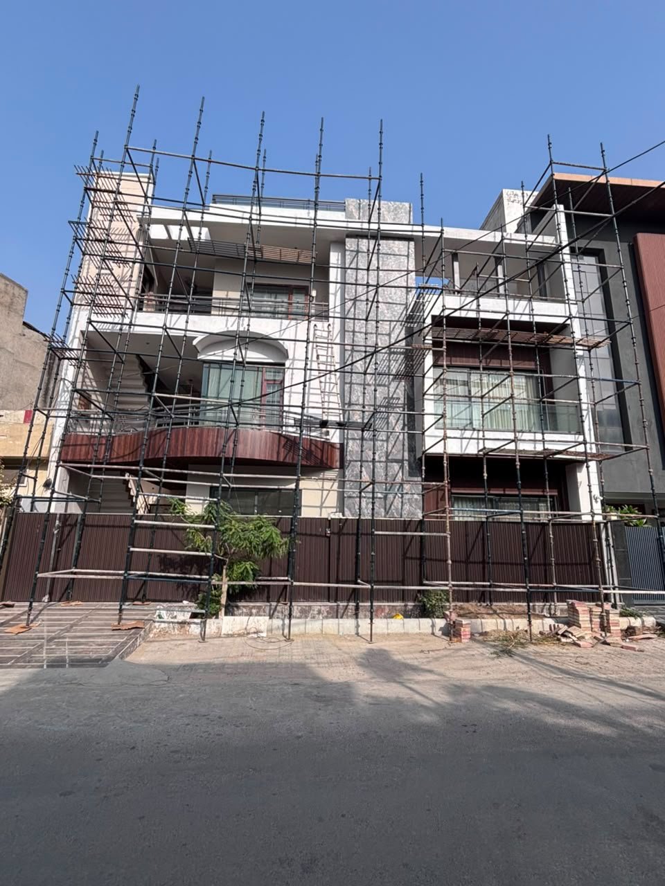 Scaffolding installed around a building