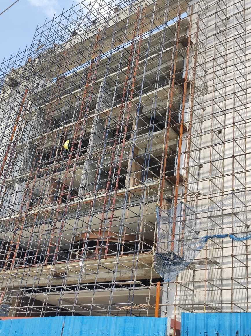 Scaffolding installed around a building